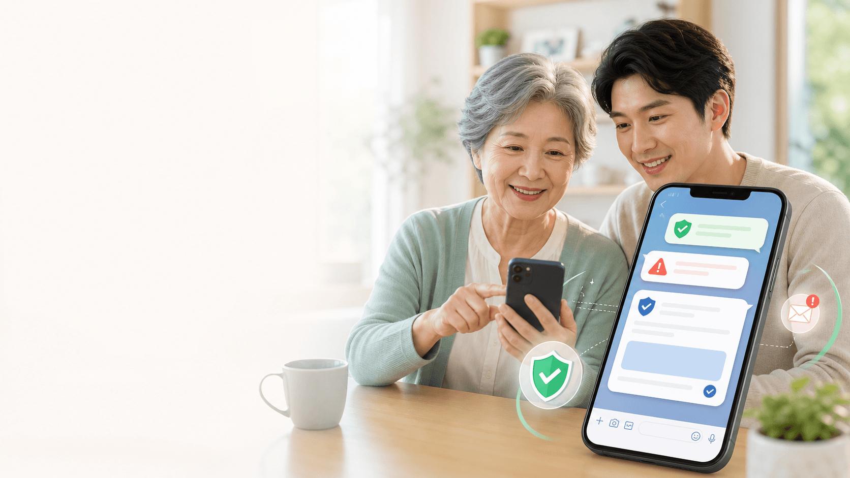 スマートフォンで詐欺SMSやメールをAIに相談する様子